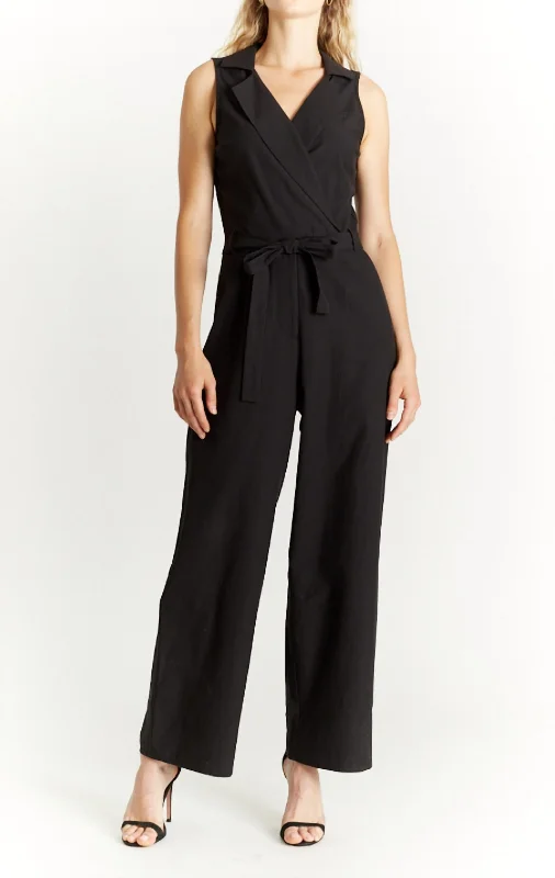 Larissa Lapel Jumpsuit In Black