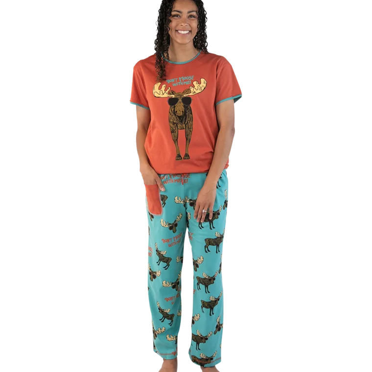 Lazy One Women's Blue Don't Moose With Me Pj Set