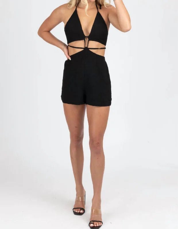 Multi-Way Cutout Tie Romper In Black