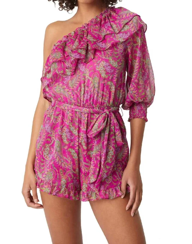 Vala Romper In Fuchsia Paisley