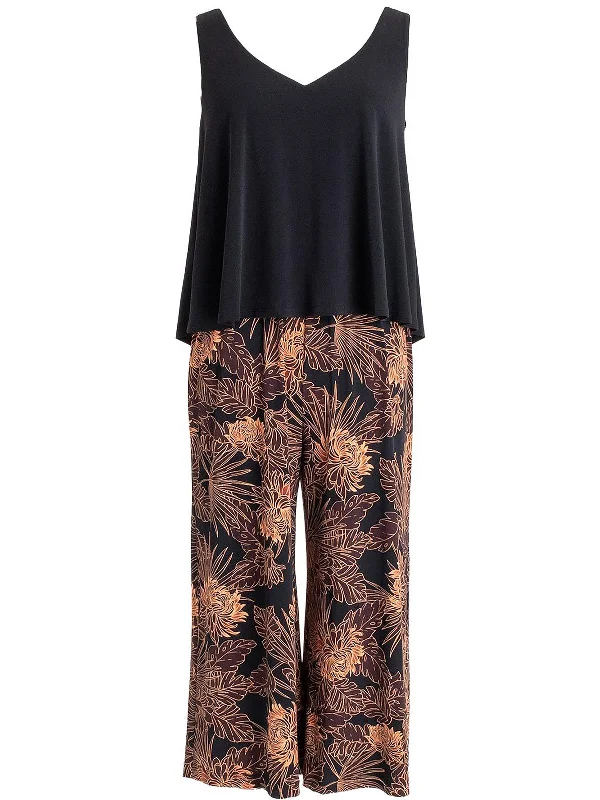 Womens Printed Cropped Jumpsuit