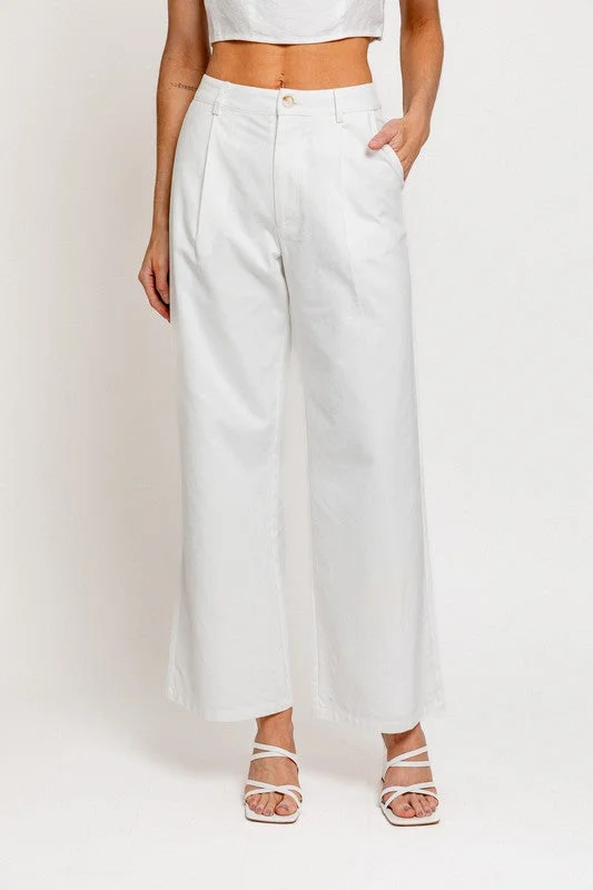 Putting In The Work Wide Leg Linen Pleated Pants