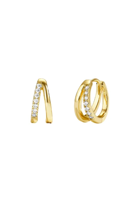 Small Gold Cubic Zirconia Huggie Hoop Earrings