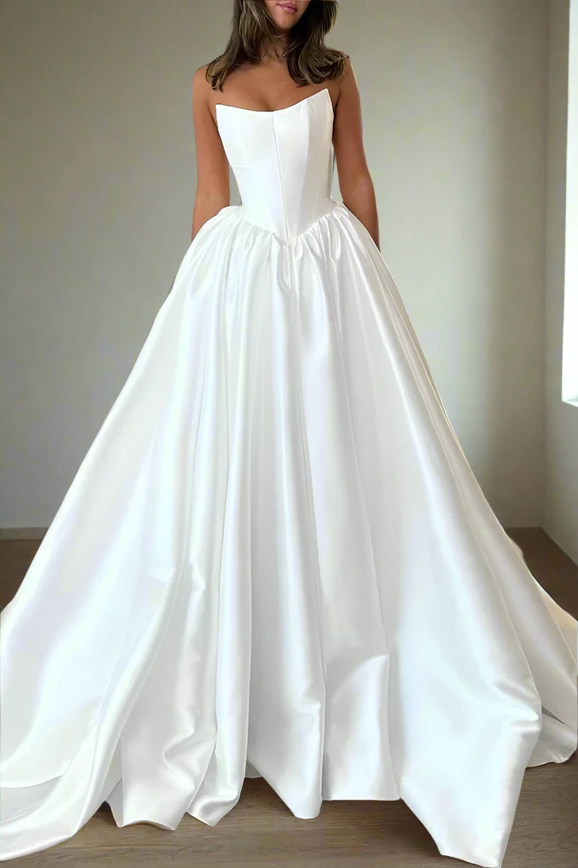 Strapless Ball Gown Satin Wedding Dress