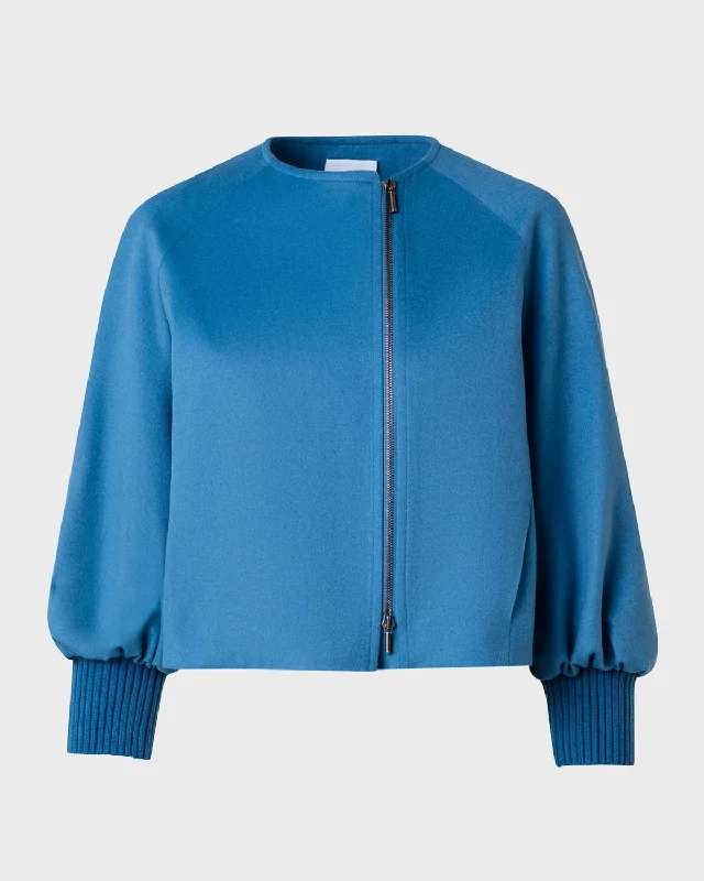 Asymmetrical Cashmere-Wool Bomber Jacket