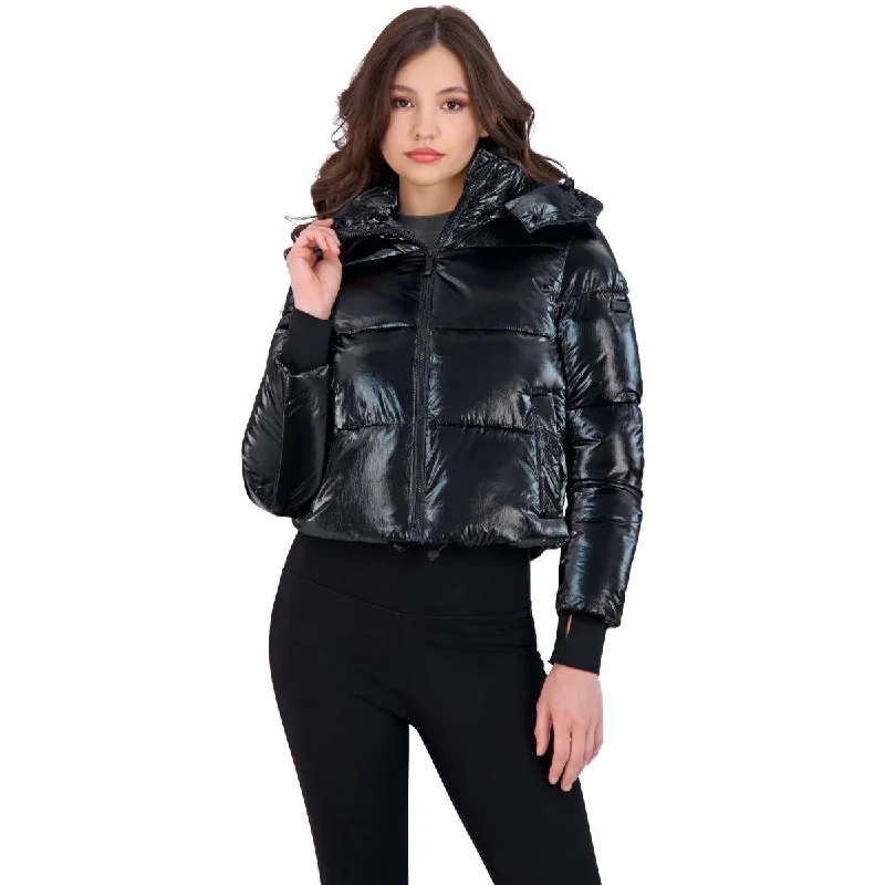 BCBGMAXAZRIA Women’s Metallic Quilted Cropped Puffer Coat