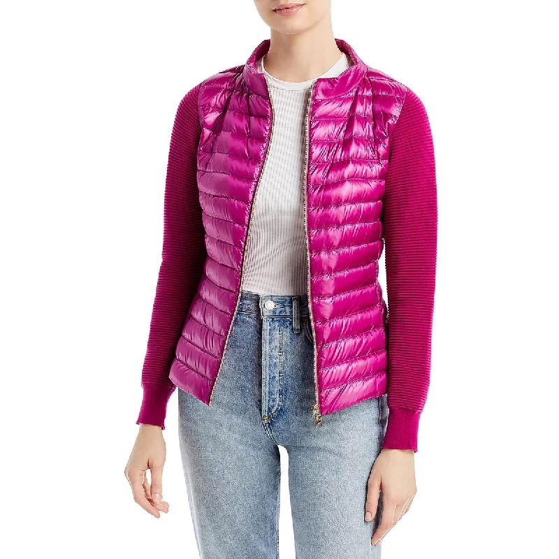 Herno Womens Quilted Mixed Media Puffer Jacket