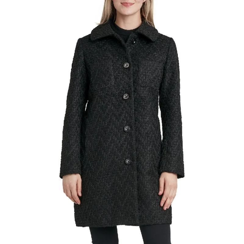 Laundry by Shelli Segal Women's Textured Knit Mid-Length Walker Coat