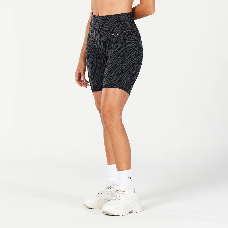 Core Wild Print Biker Shorts - Black