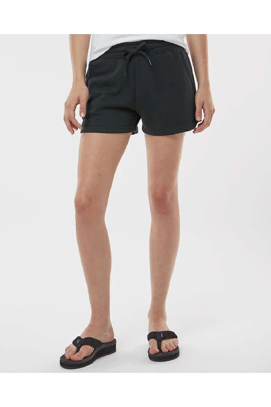 Independent Trading Co. Womens California Wave Wash Fleece Shorts w/ Pockets - Black