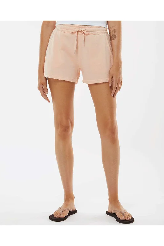 Independent Trading Co. Womens California Wave Wash Fleece Shorts w/ Pockets - Blush Pink