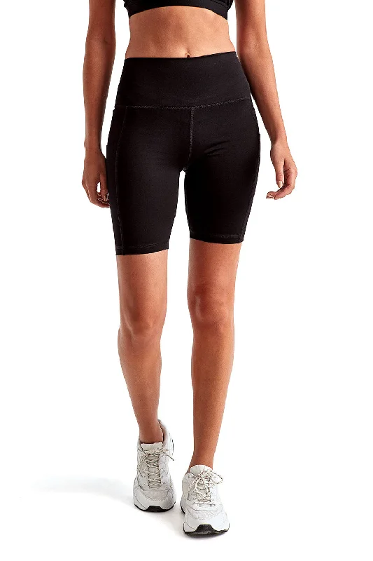 TriDri Womens Performance Legging Shorts w/ Pockets - Black