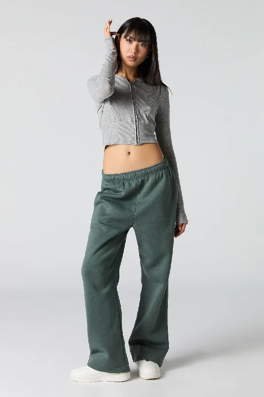 Solid Fleece Wide Leg Sweatpant