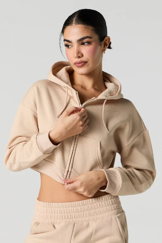 Active Cropped Zip-Up Fleece Hoodie