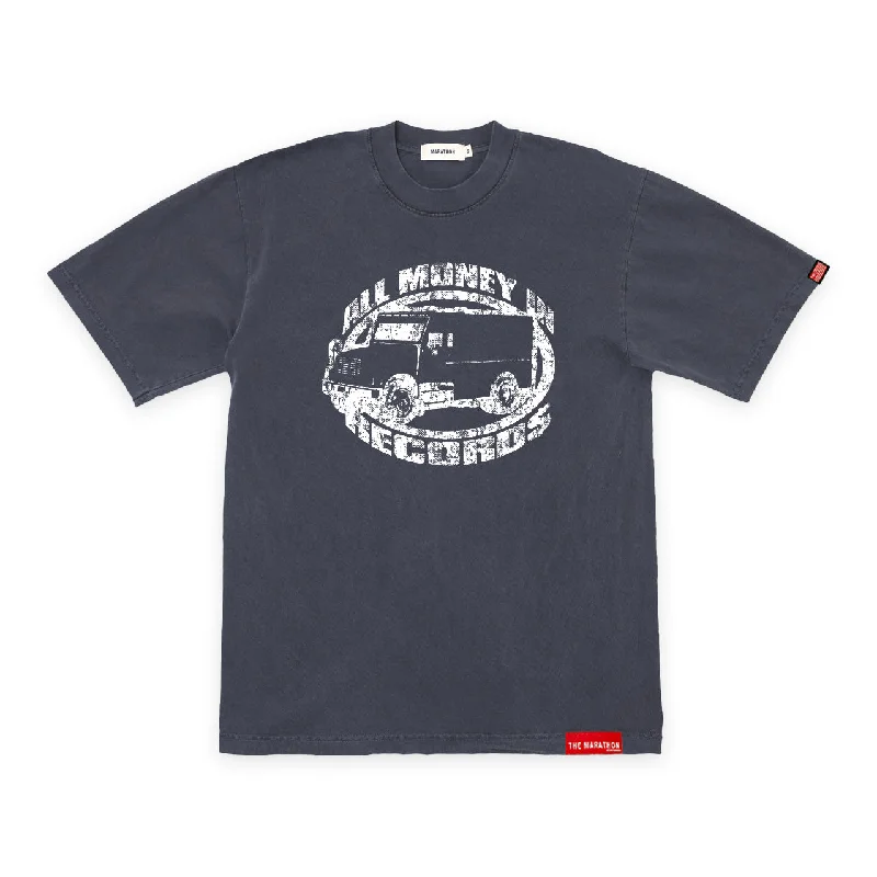 All Money Records Vintage T-Shirt - Slate Grey/White