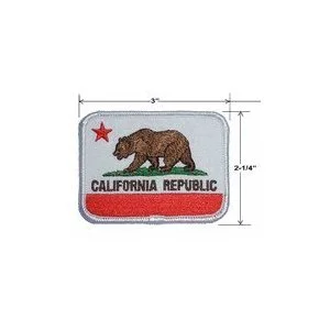 California State Flag Embroidered Patch Iron-On Comes in Pack of 3