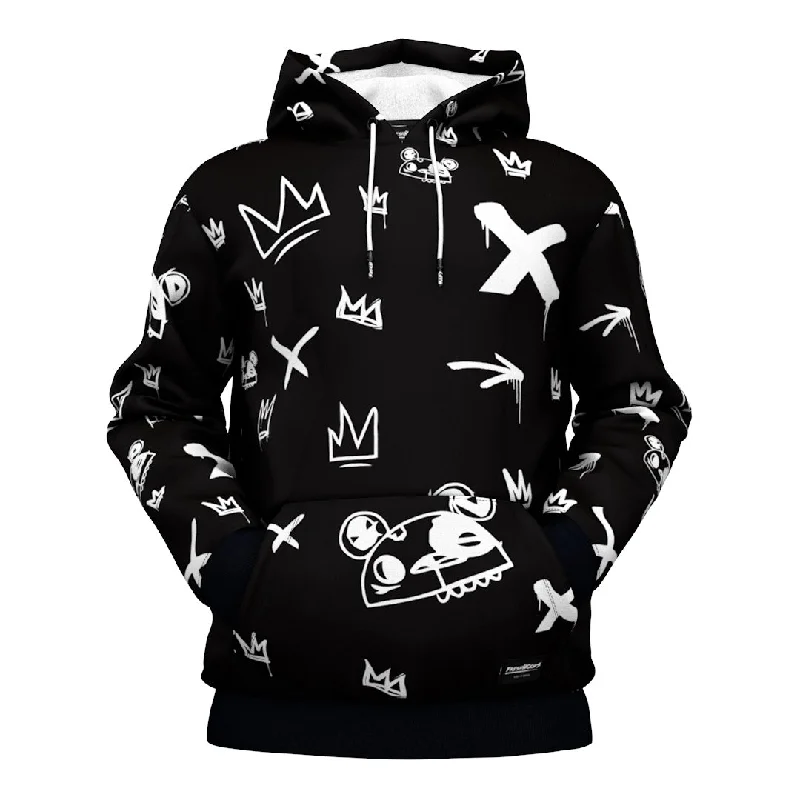 Kings Pattern Black Hoodie