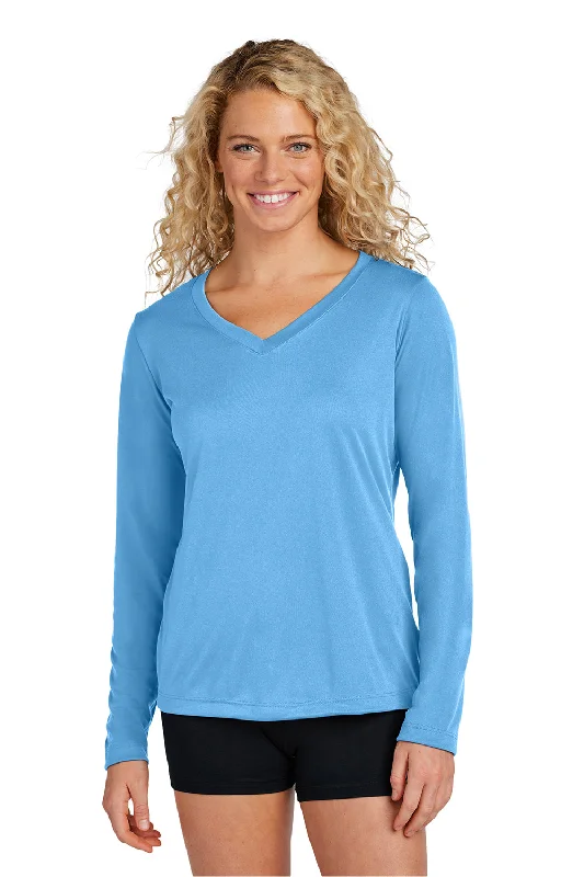 Sport-Tek Womens Competitor Moisture Wicking Long Sleeve V-Neck T-Shirt - Carolina Blue